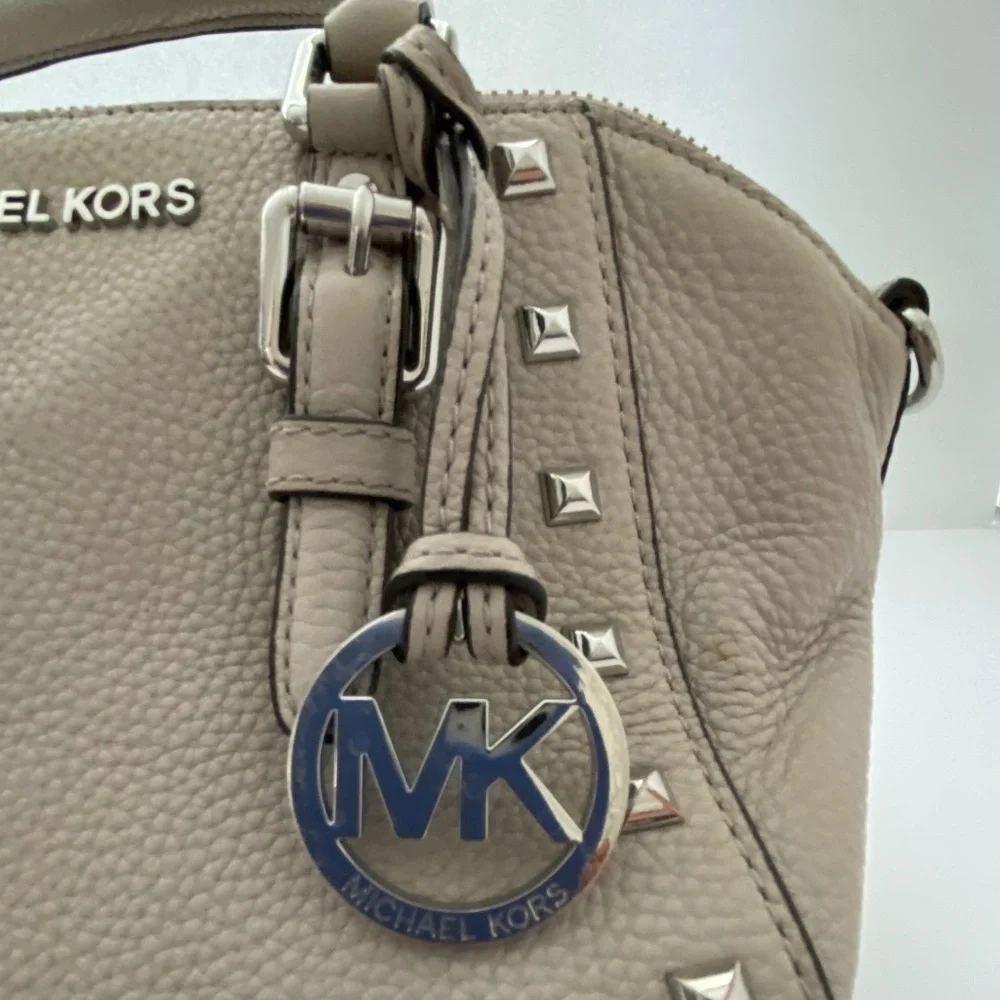 Michael Kors Pebble Leather Studded Satchel Crossbody